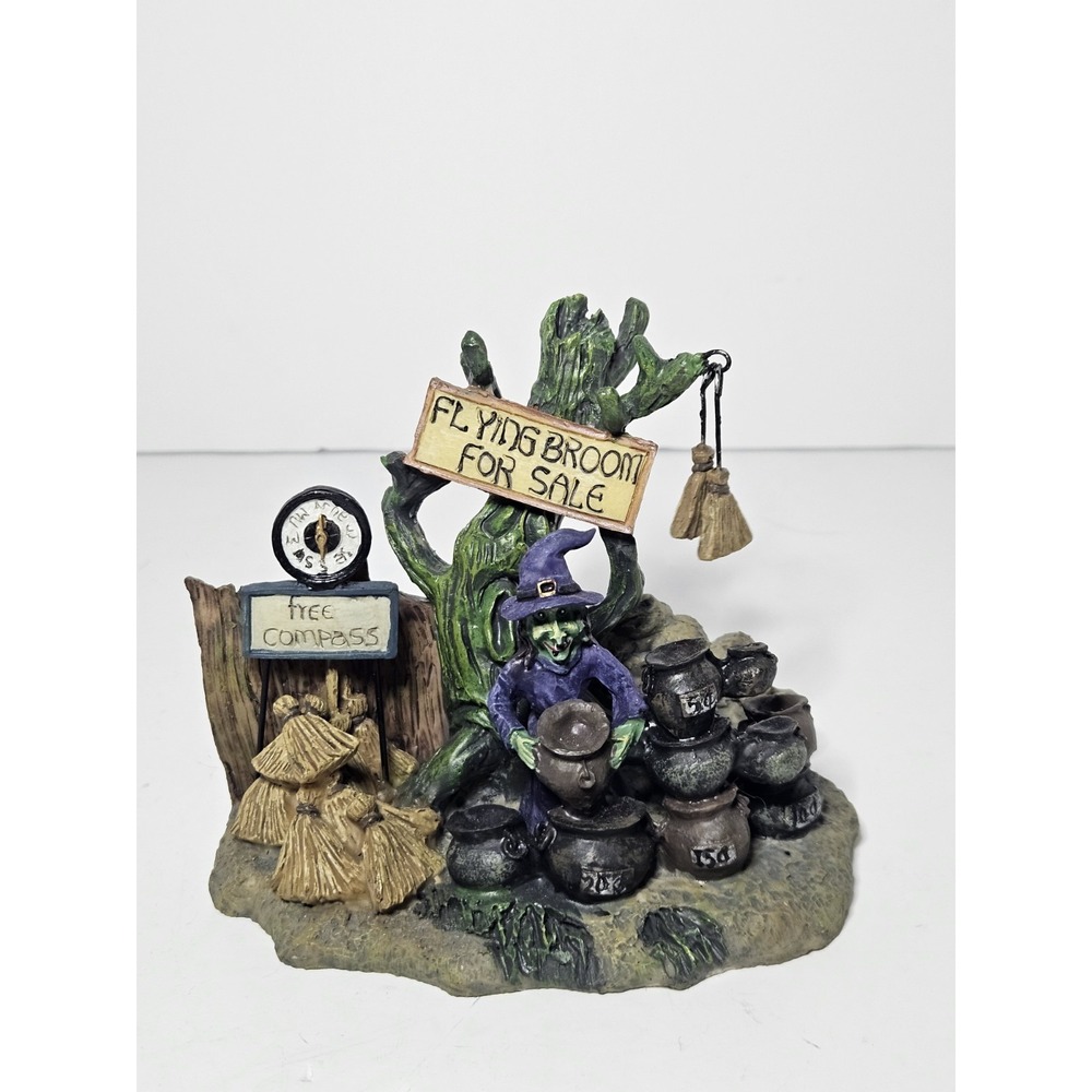 Spooky Hollow Flying Broom For Sale Witch Cauldron Halloween Village 2001